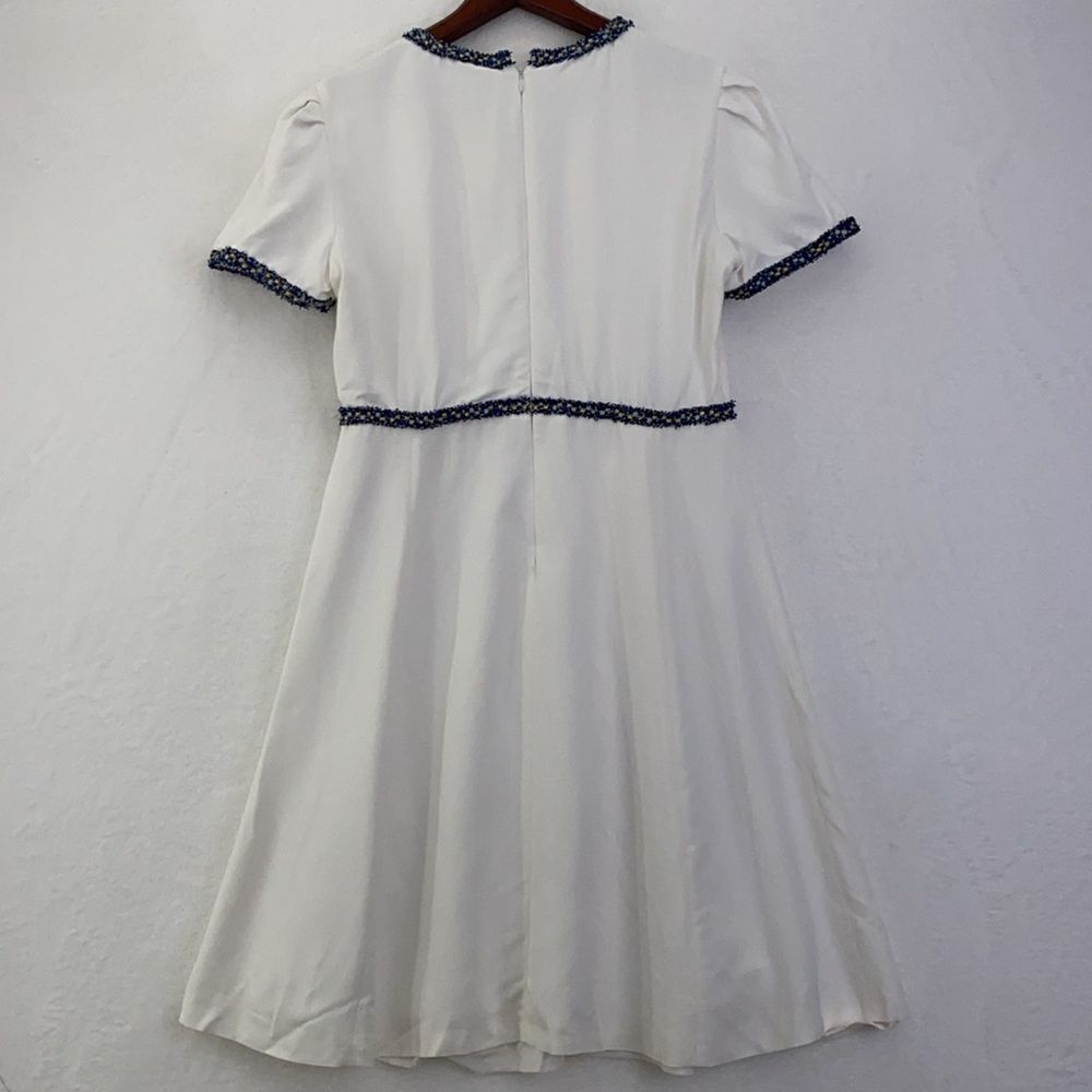 Sandro Reyan Tweed Trim White Dress size 42 - Picture 5 of 8